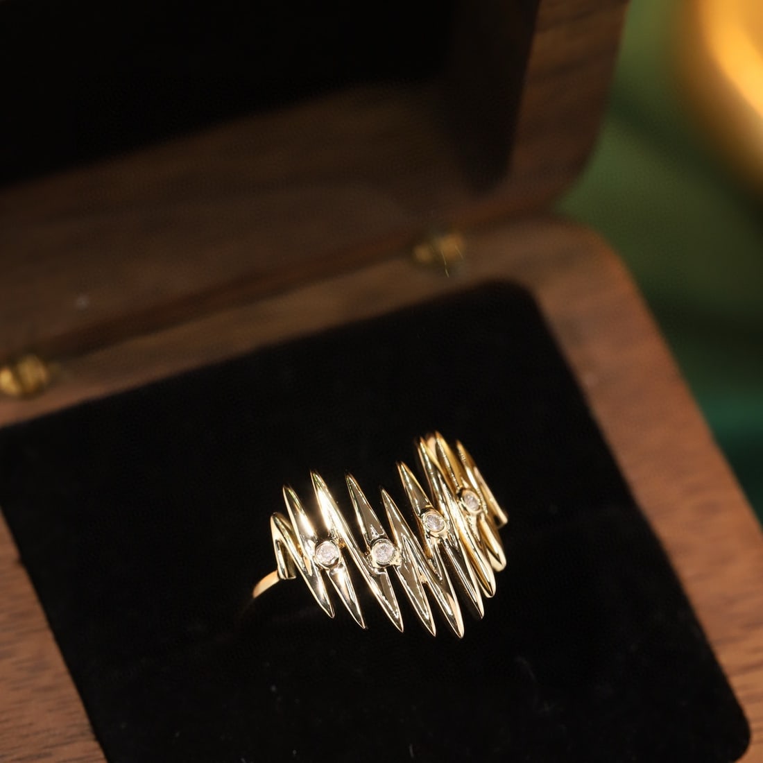 14k Gold 0.05 Ct Natural H Diamond Ring - 5