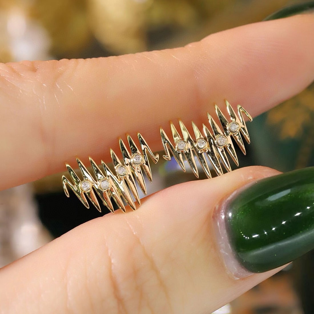 14k Gold 0.06 Ct Natural H Diamond Earrings - 3