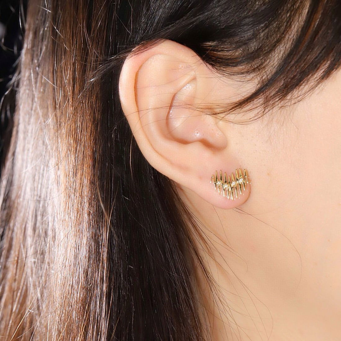 14k Gold 0.06 Ct Natural H Diamond Earrings - 7