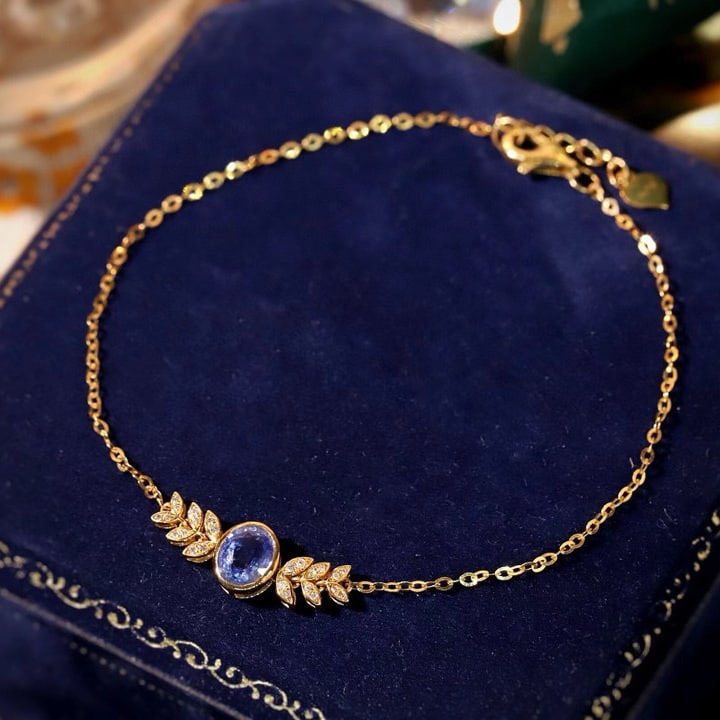 14k Gold 0.85 Ctw Natural Sapphire & Diamond Bracelet - 2