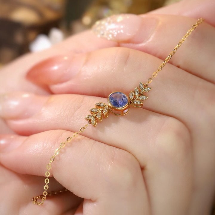 14k Gold 0.85 Ctw Natural Sapphire & Diamond Bracelet - 5