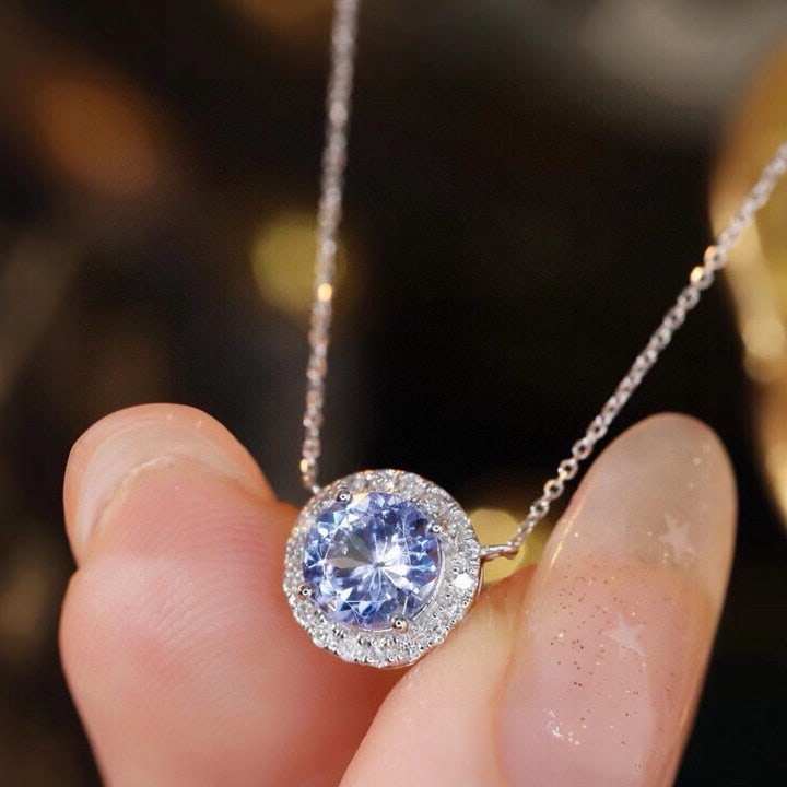 14k Gold 0.98 Ctw Natural Tanzanite & Diamond Necklace - 5