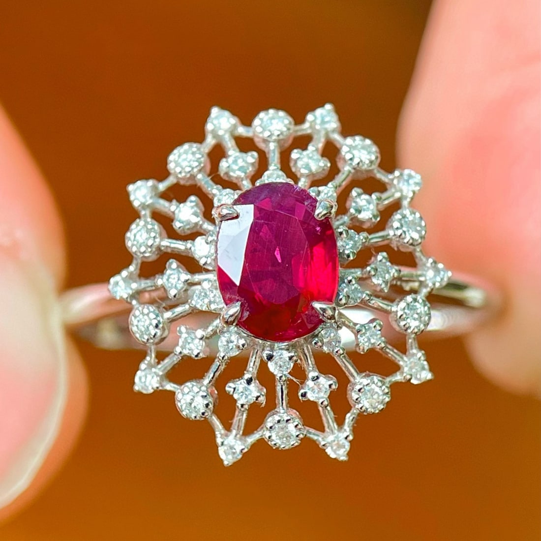 14k Gold 0.86 Ctw Natural Ruby & Diamond Ring - 2