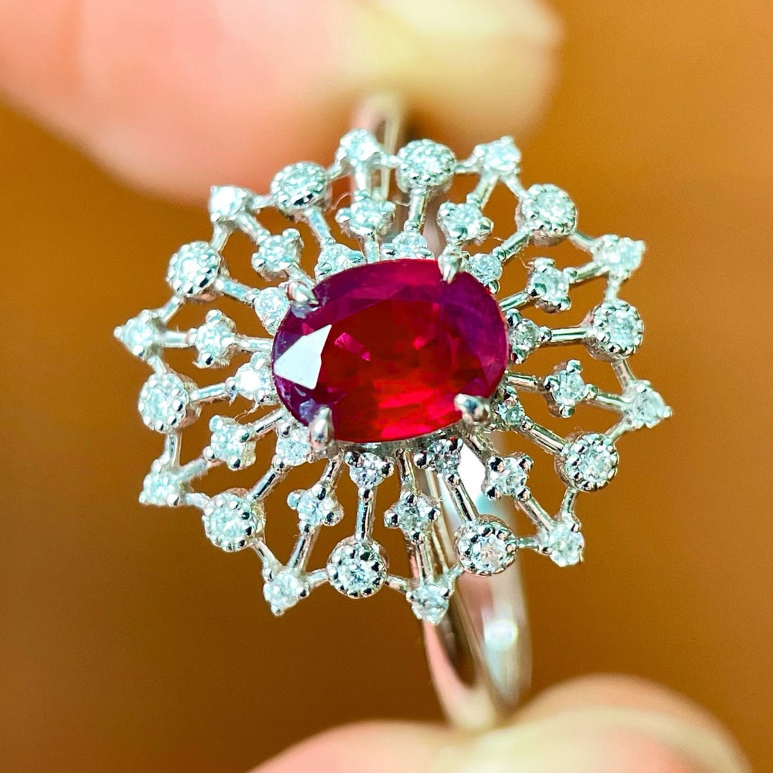 14k Gold 0.86 Ctw Natural Ruby & Diamond Ring - 3