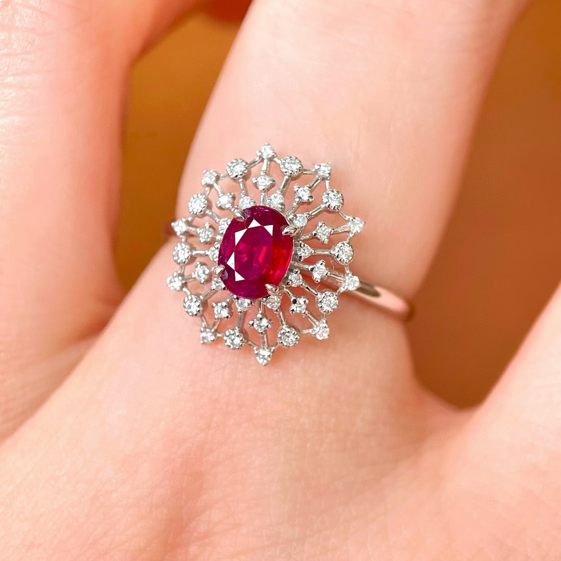 14k Gold 0.86 Ctw Natural Ruby & Diamond Ring - 4