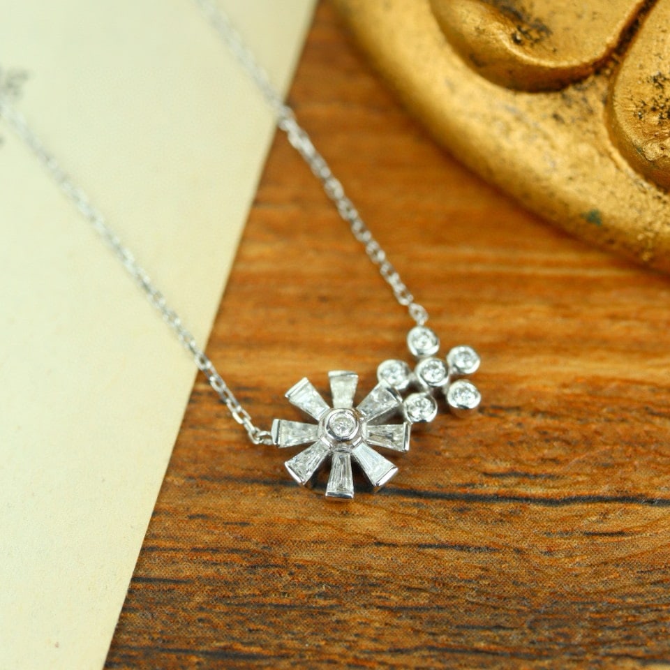 14k Gold 0.50 Ct Natural H Diamond Necklace - 2