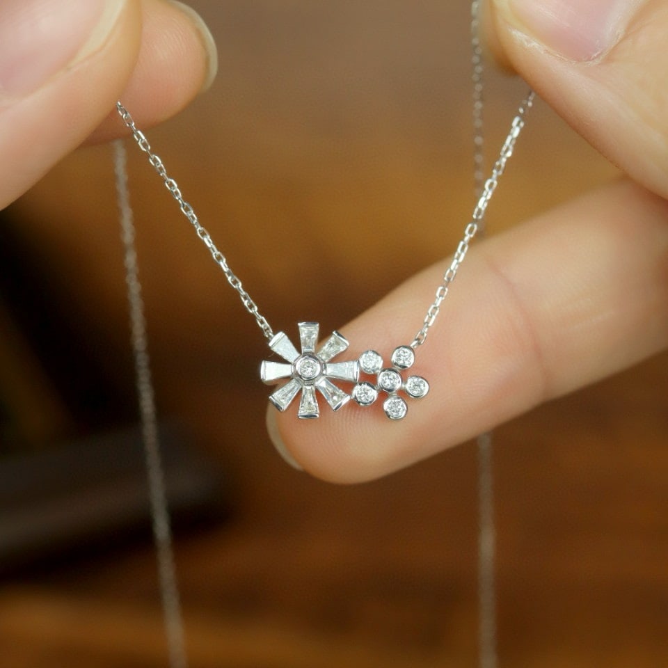 14k Gold 0.50 Ct Natural H Diamond Necklace - 4