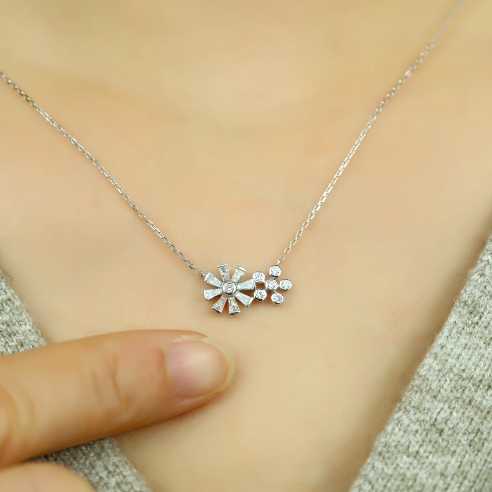 14k Gold 0.50 Ct Natural H Diamond Necklace - 5