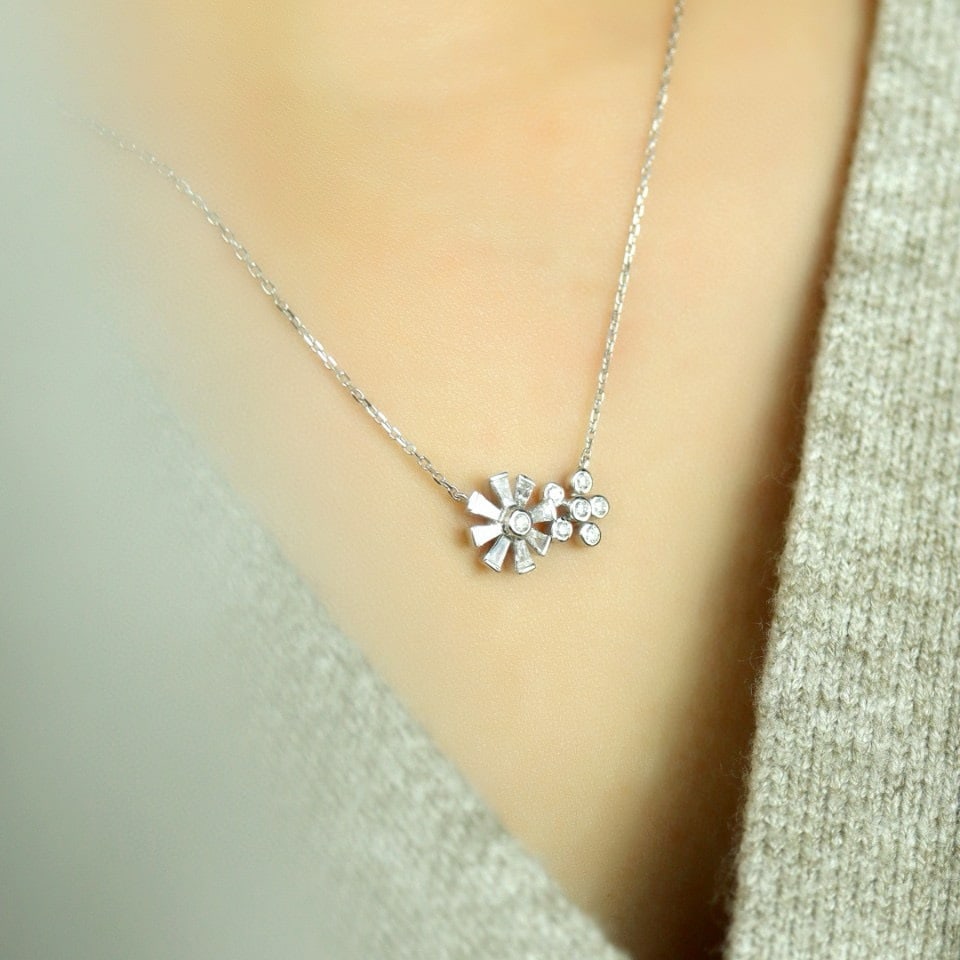 14k Gold 0.50 Ct Natural H Diamond Necklace - 6