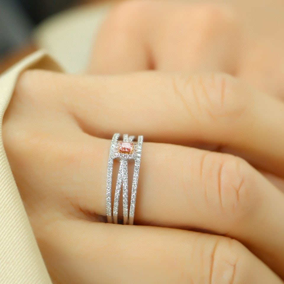 14k Gold 0.41 Ctw Natural Pink Diamond & Diamond Ring - 5