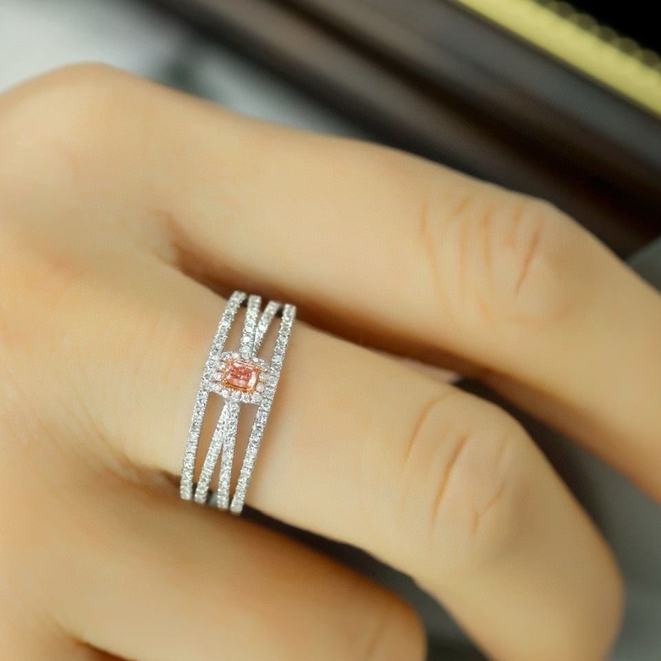 14k Gold 0.41 Ctw Natural Pink Diamond & Diamond Ring - 6