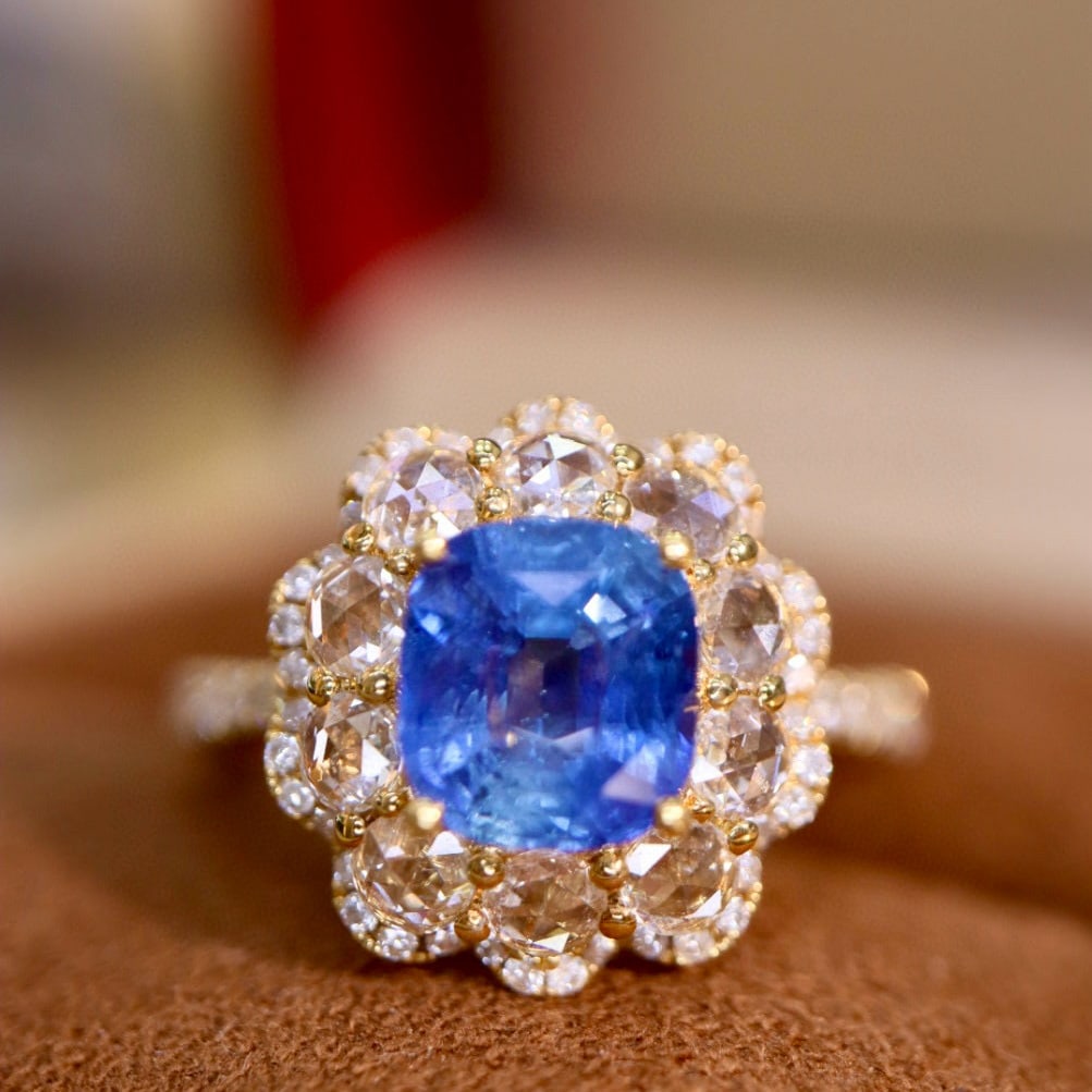 14k Gold 2.74 Ctw Natural Sapphire & Diamond Ring - 4