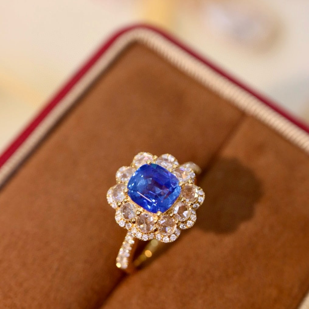 14k Gold 2.74 Ctw Natural Sapphire & Diamond Ring - 7