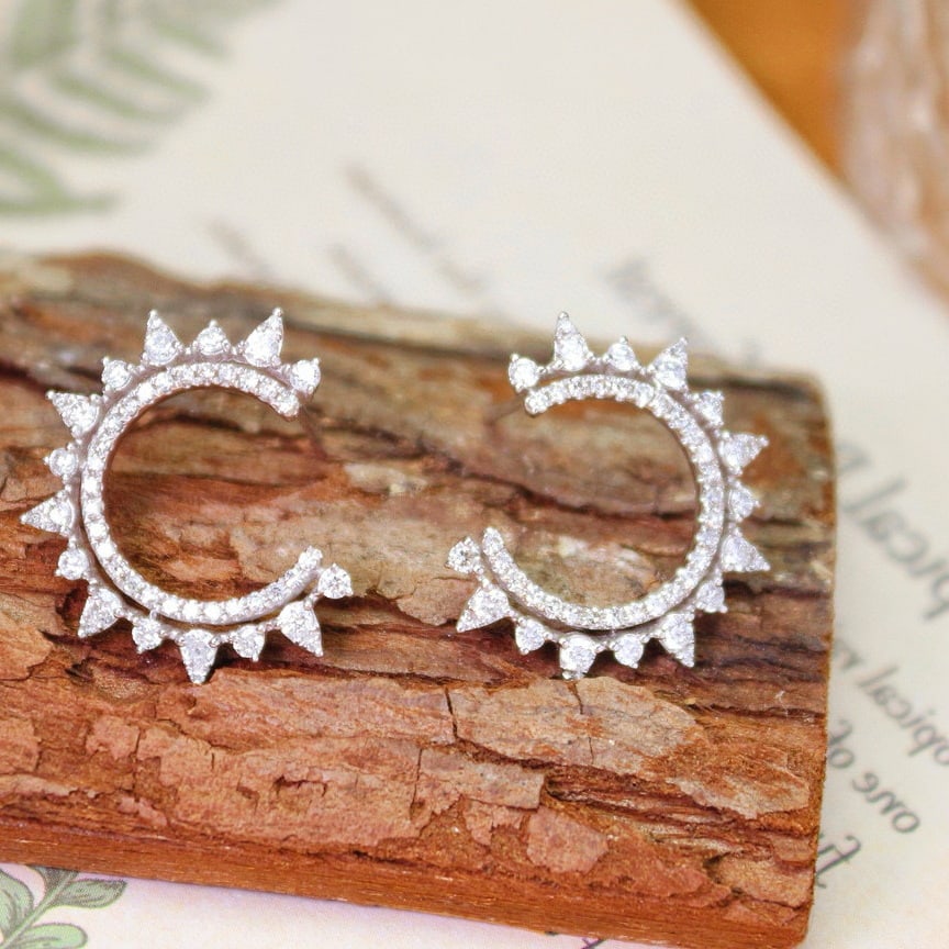 14k Gold 0.70 Ct Natural H Diamond Earrings - 2