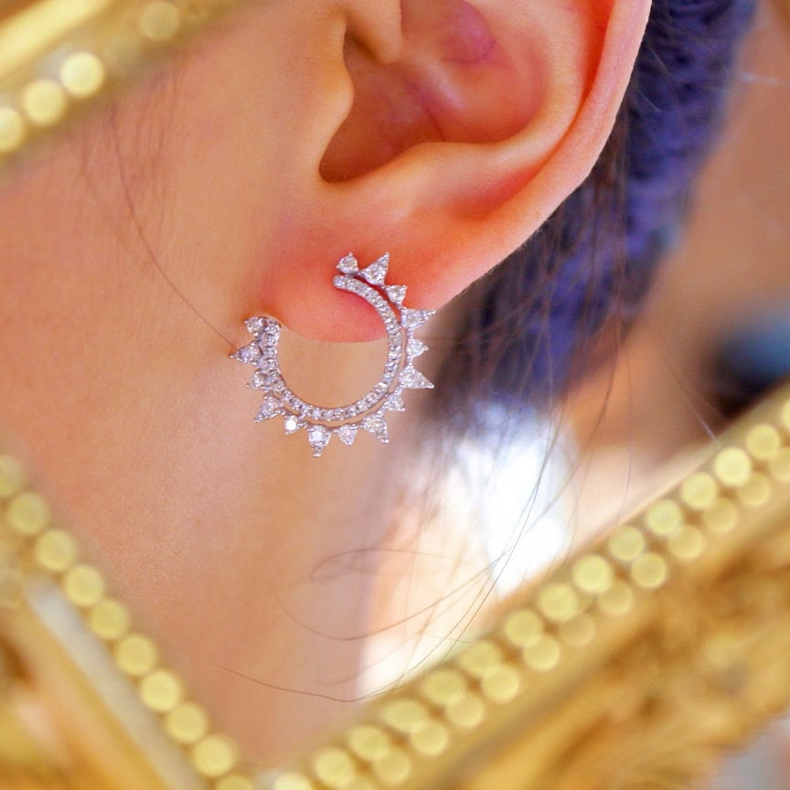 14k Gold 0.70 Ct Natural H Diamond Earrings - 6