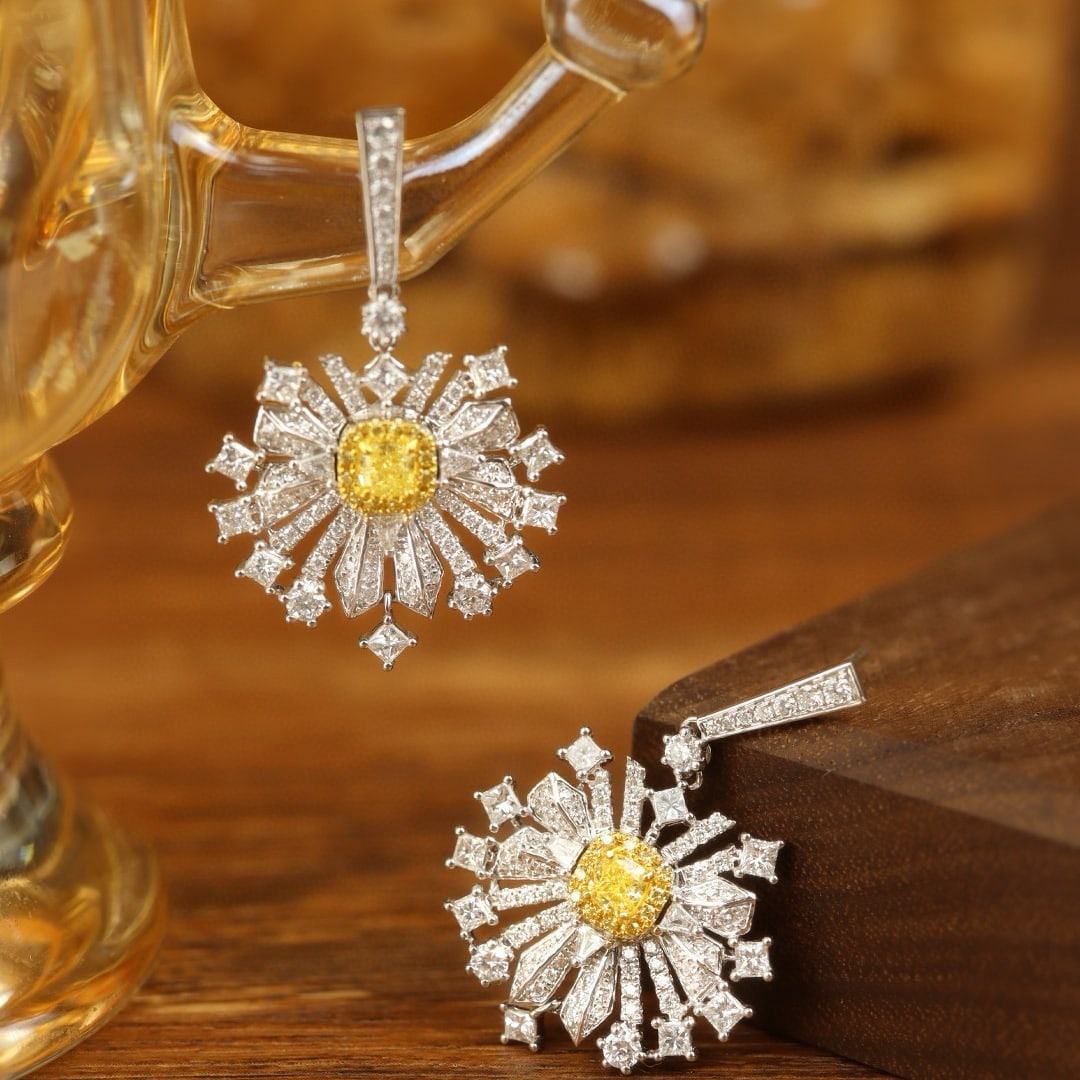 14k Gold 2.45 Ctw Natural Yellow Diamond & Diamond Earrings - 4