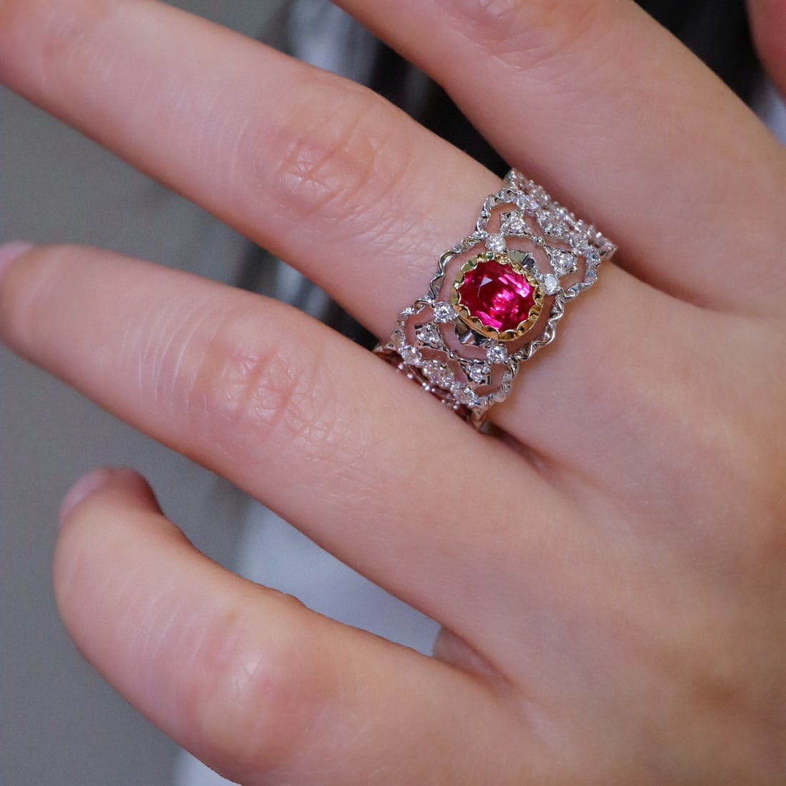 14k Gold 1.51 Ctw Natural Ruby & Diamond Ring - 6