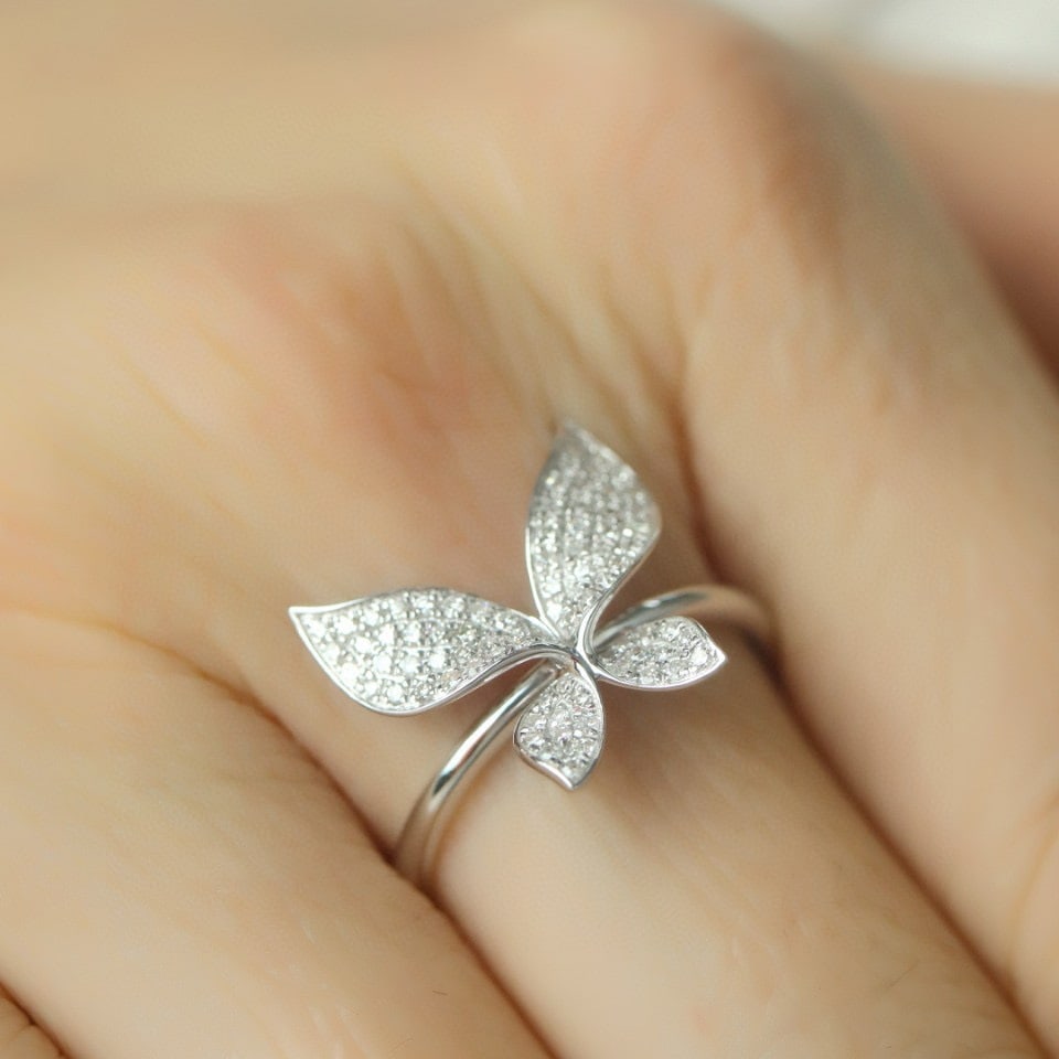 14k Gold 0.30 Ct Natural H Diamond Ring - 6