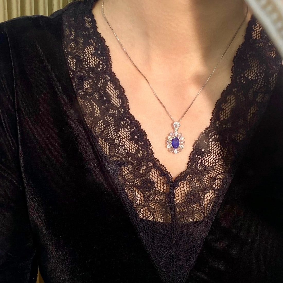 14k Gold 2.55 Ctw Natural Sapphire & Diamond Pendant( Without Chain ) - 8