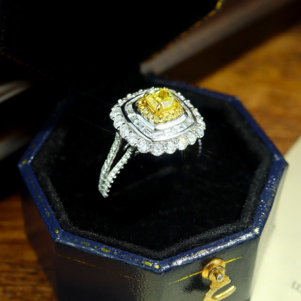 14k Gold 1.72 Ctw Natural Yellow Diamond & Diamond Ring/pendant( Without Chain ) - 4