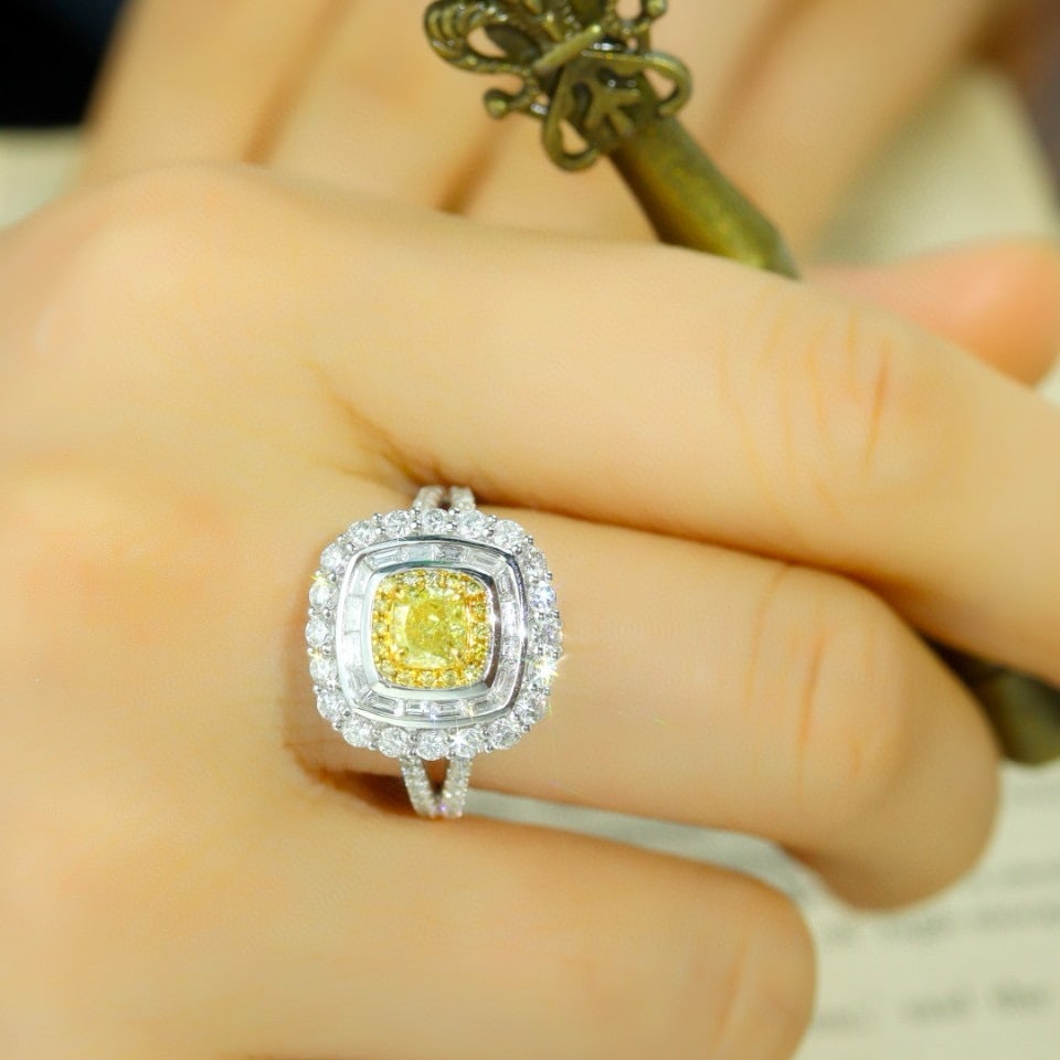 14k Gold 1.72 Ctw Natural Yellow Diamond & Diamond Ring/pendant( Without Chain ) - 6