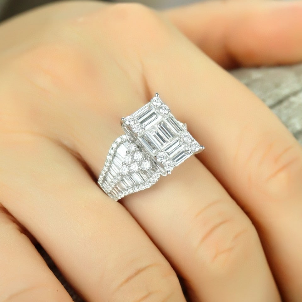 14k Gold 4.2 Ct Natural H Diamond Ring - 5