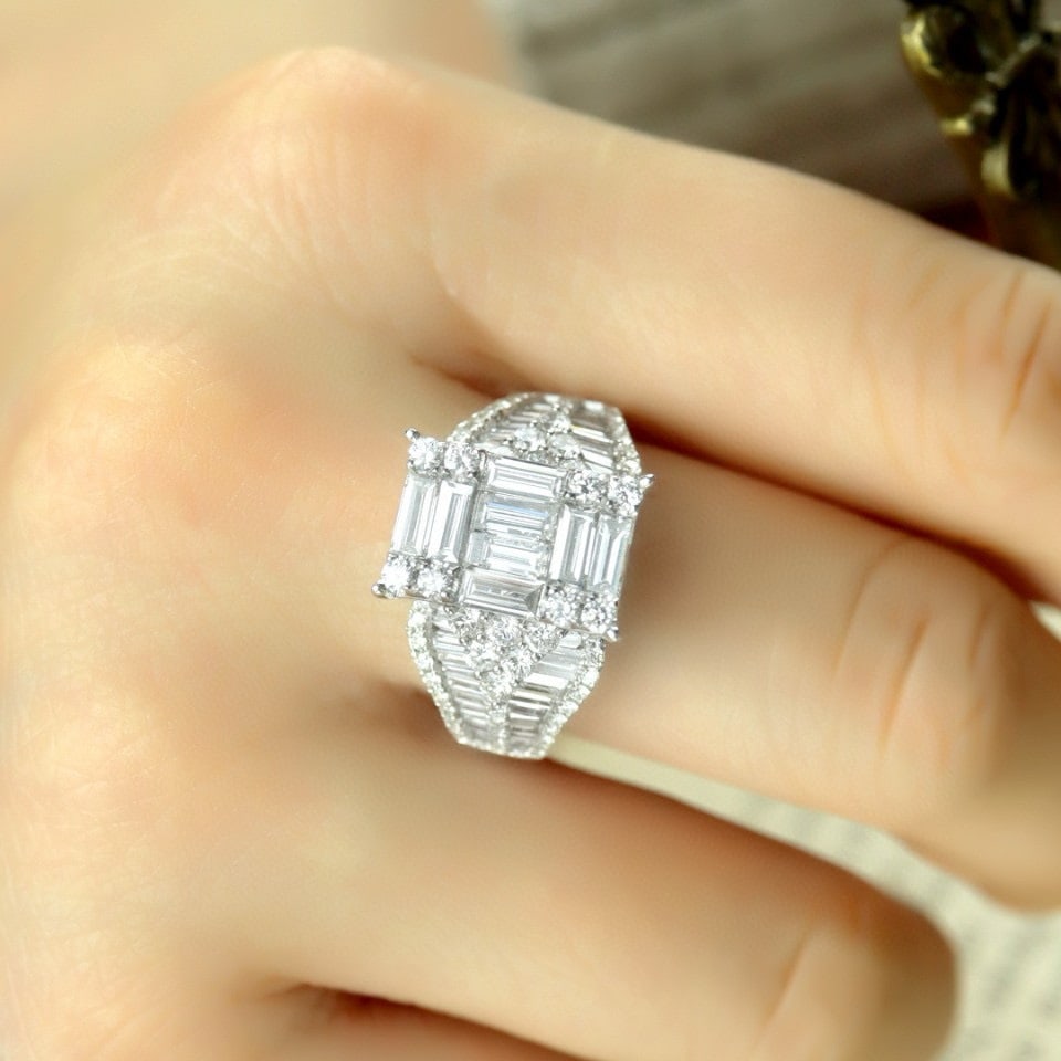 14k Gold 4.2 Ct Natural H Diamond Ring - 6