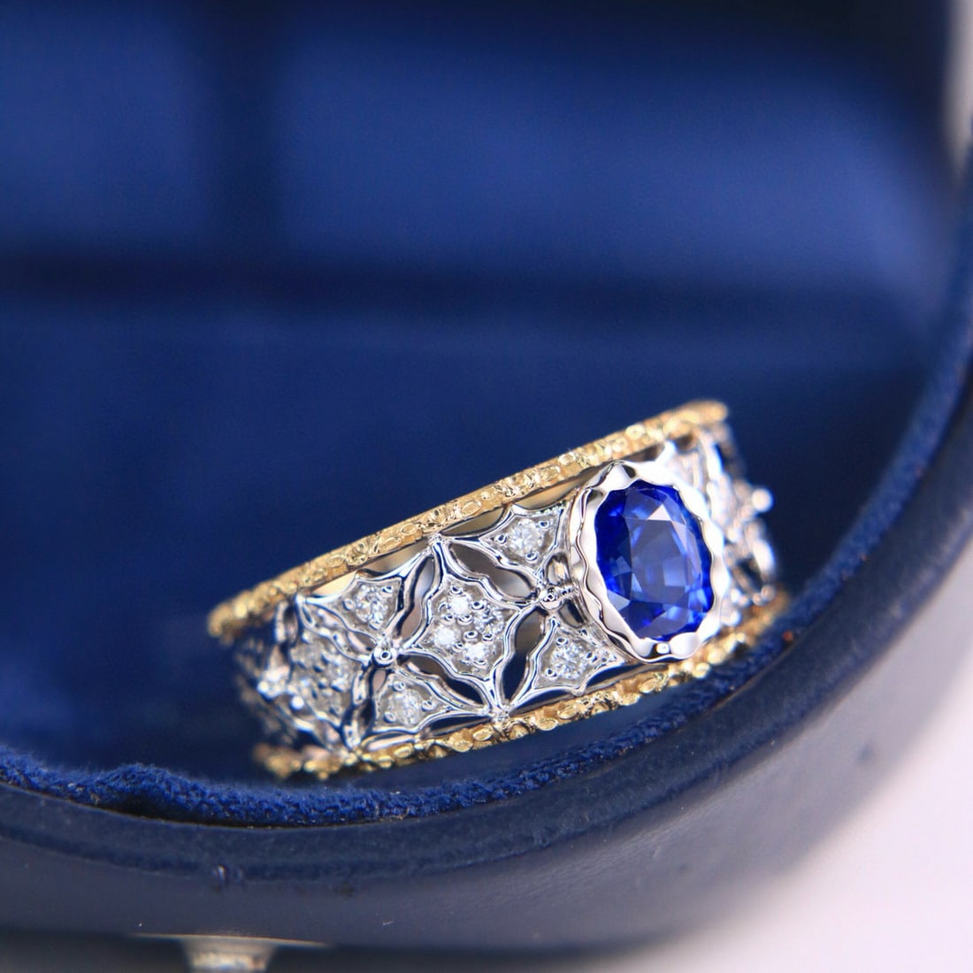 14k Gold 1.25 Ctw Natural Sapphire & Diamond Ring - 2