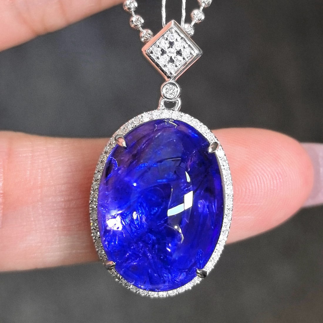 14k Gold 17.47 Ctw Natural Tanzanite & Diamond Pendant( Without Chain ) - 5