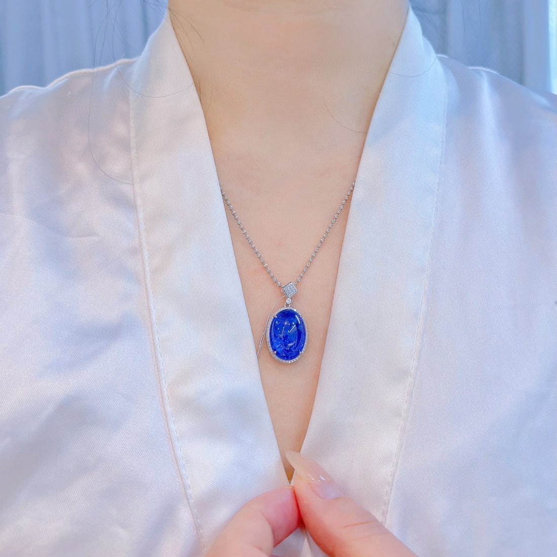 14k Gold 17.47 Ctw Natural Tanzanite & Diamond Pendant( Without Chain ) - 7