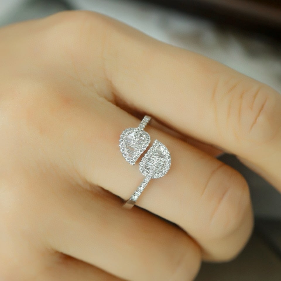 14k Gold 0.35 Ct Natural H Diamond Ring - 5