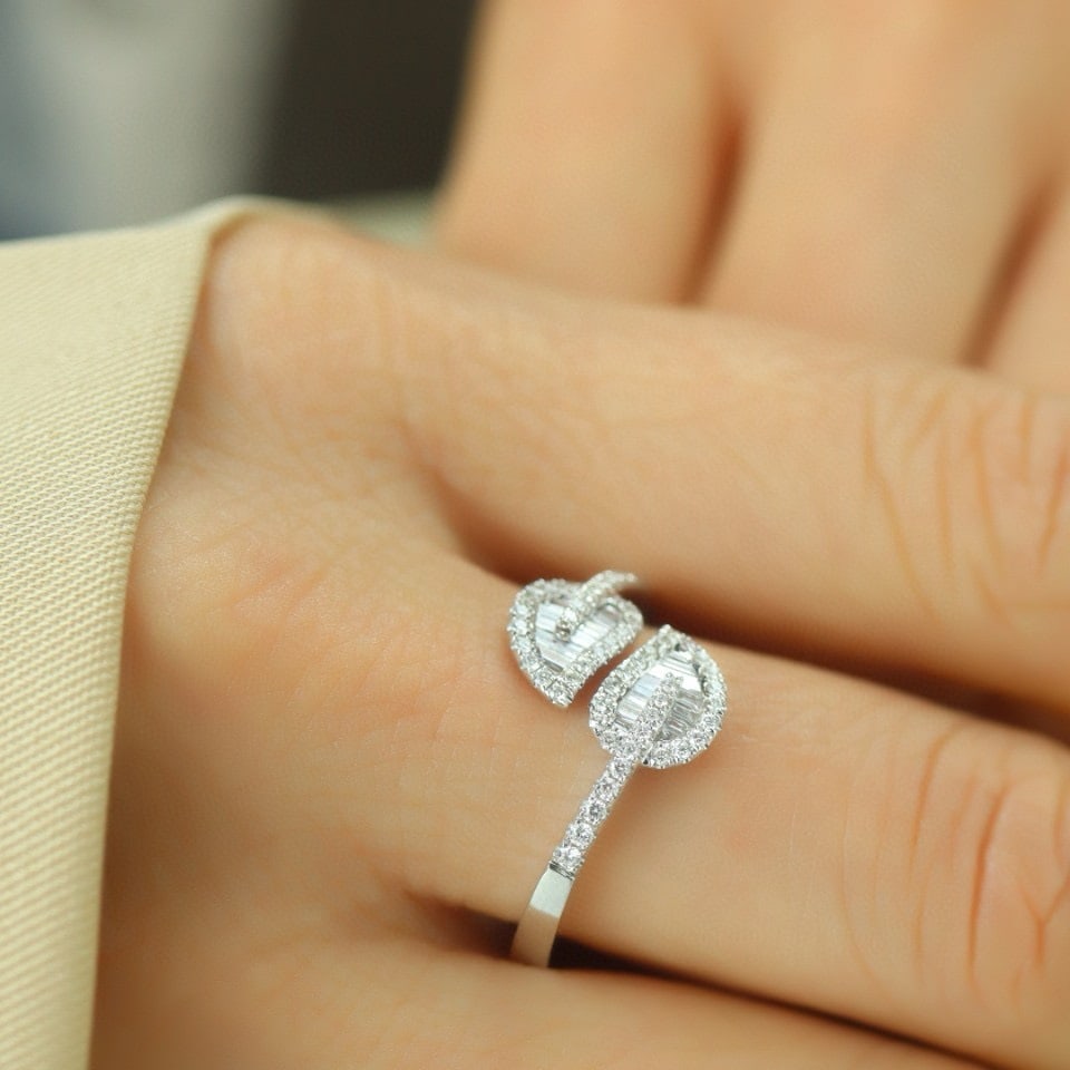 14k Gold 0.35 Ct Natural H Diamond Ring - 6