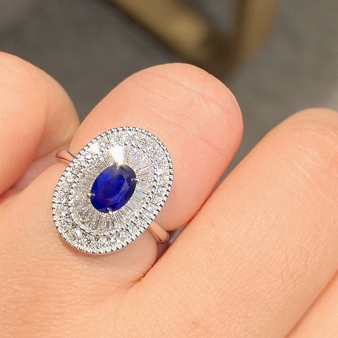 14k Gold 2.45 Ctw Natural Sapphire & Lab Grown Diamond Ring - 5