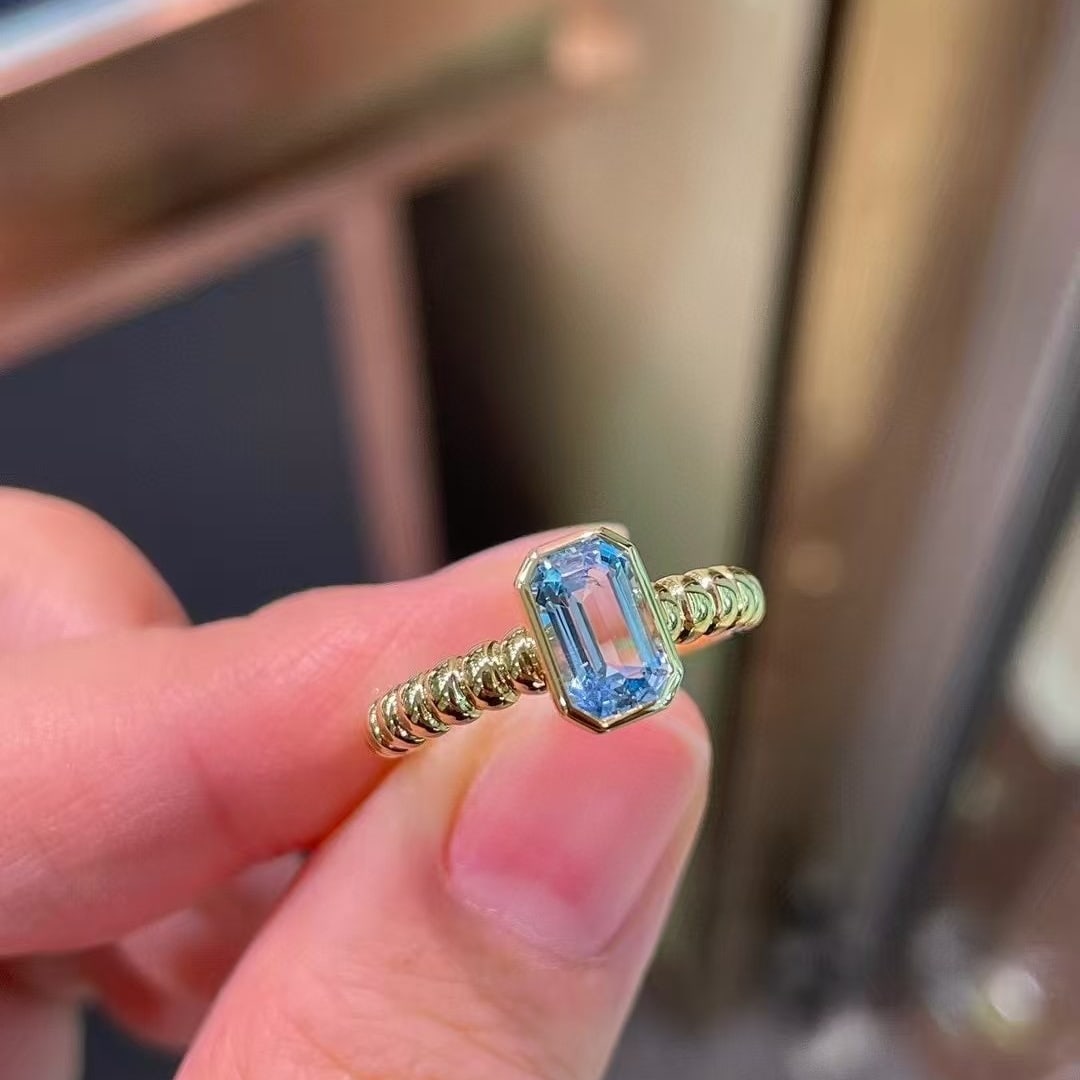 14k Gold 1.04 Ct Natural Aquamarine Ring - 3