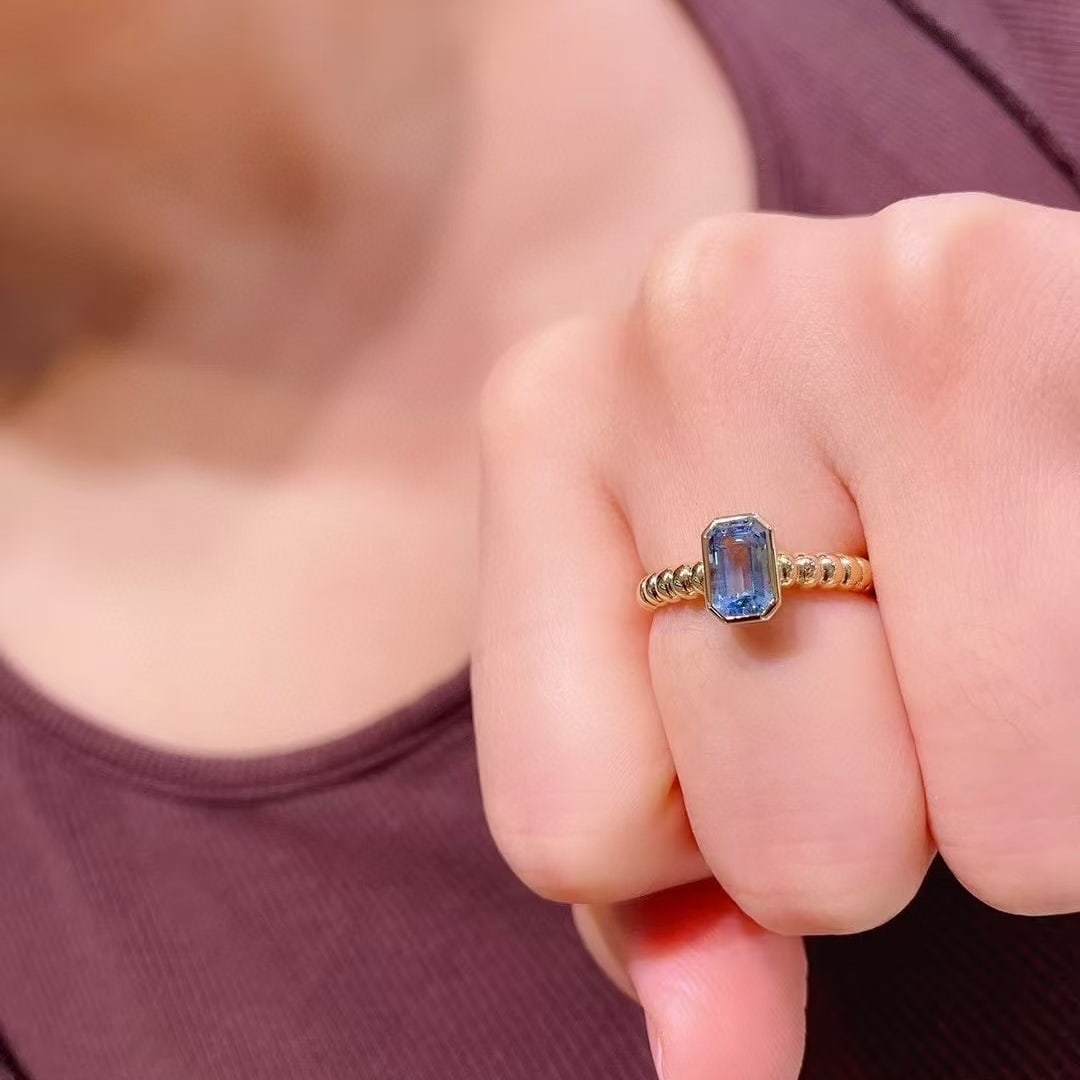 14k Gold 1.04 Ct Natural Aquamarine Ring - 6