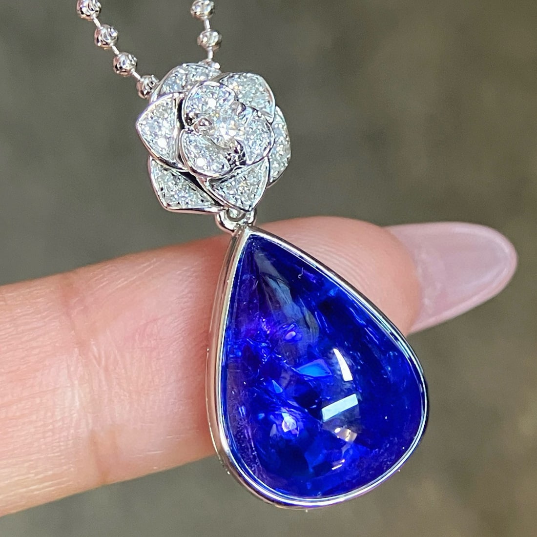 14k Gold 11.43 Ctw Natural Tanzanite & Diamond Pendant( Without Chain ) - 7