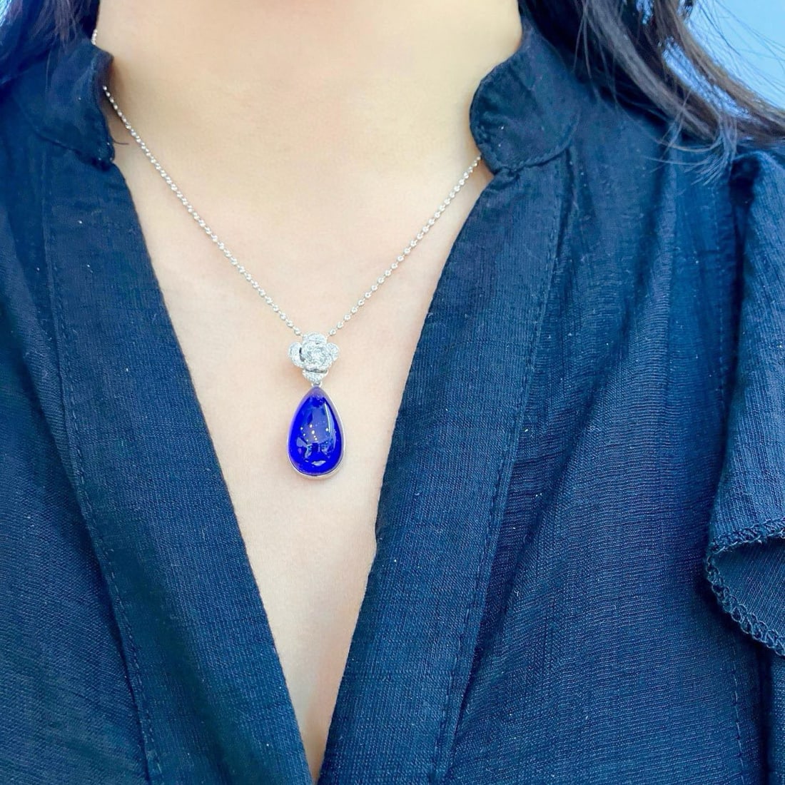 14k Gold 11.43 Ctw Natural Tanzanite & Diamond Pendant( Without Chain ) - 9