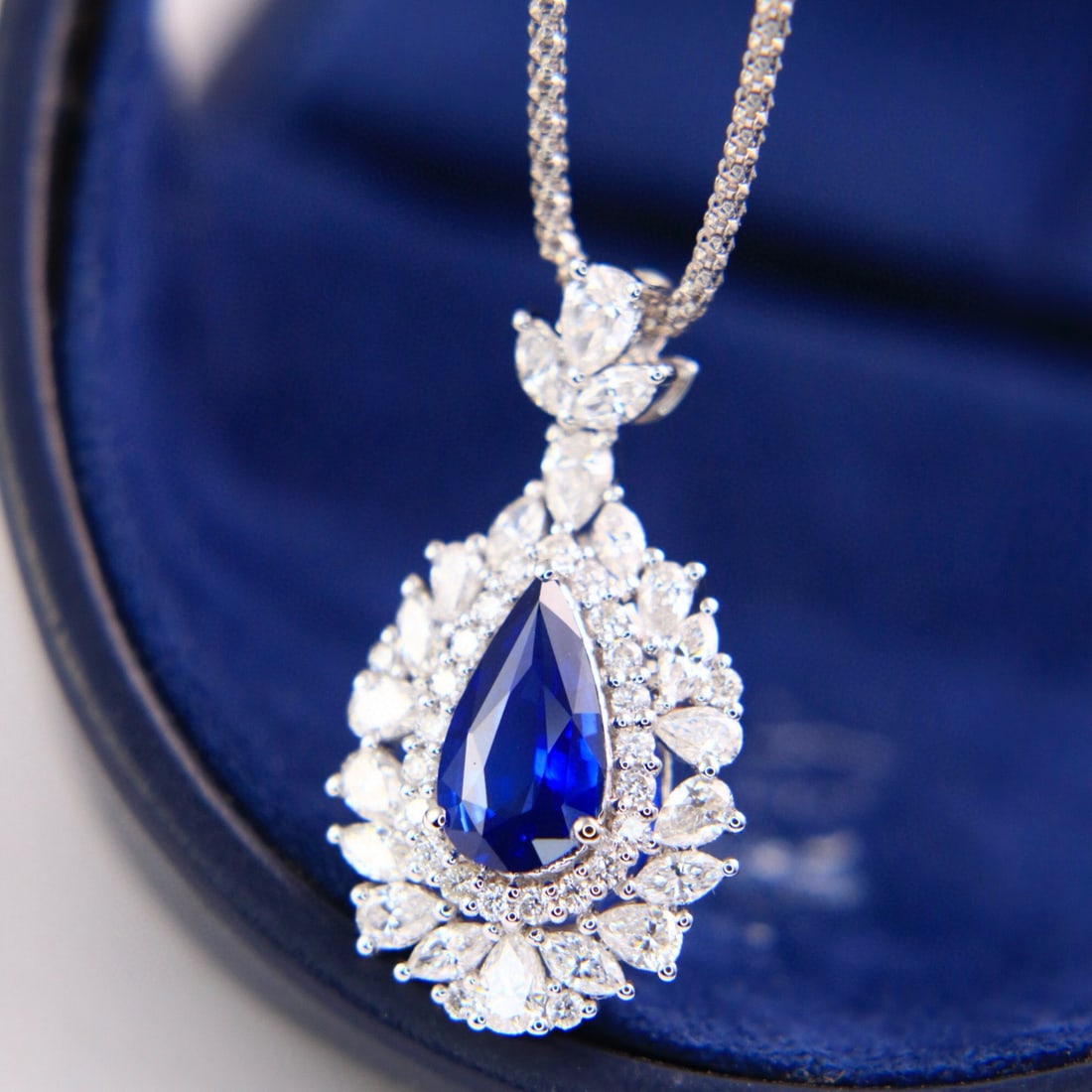 14k Gold 3.09 Ctw Natural Sapphire & Diamond Pendant( Without Chain ) - 2