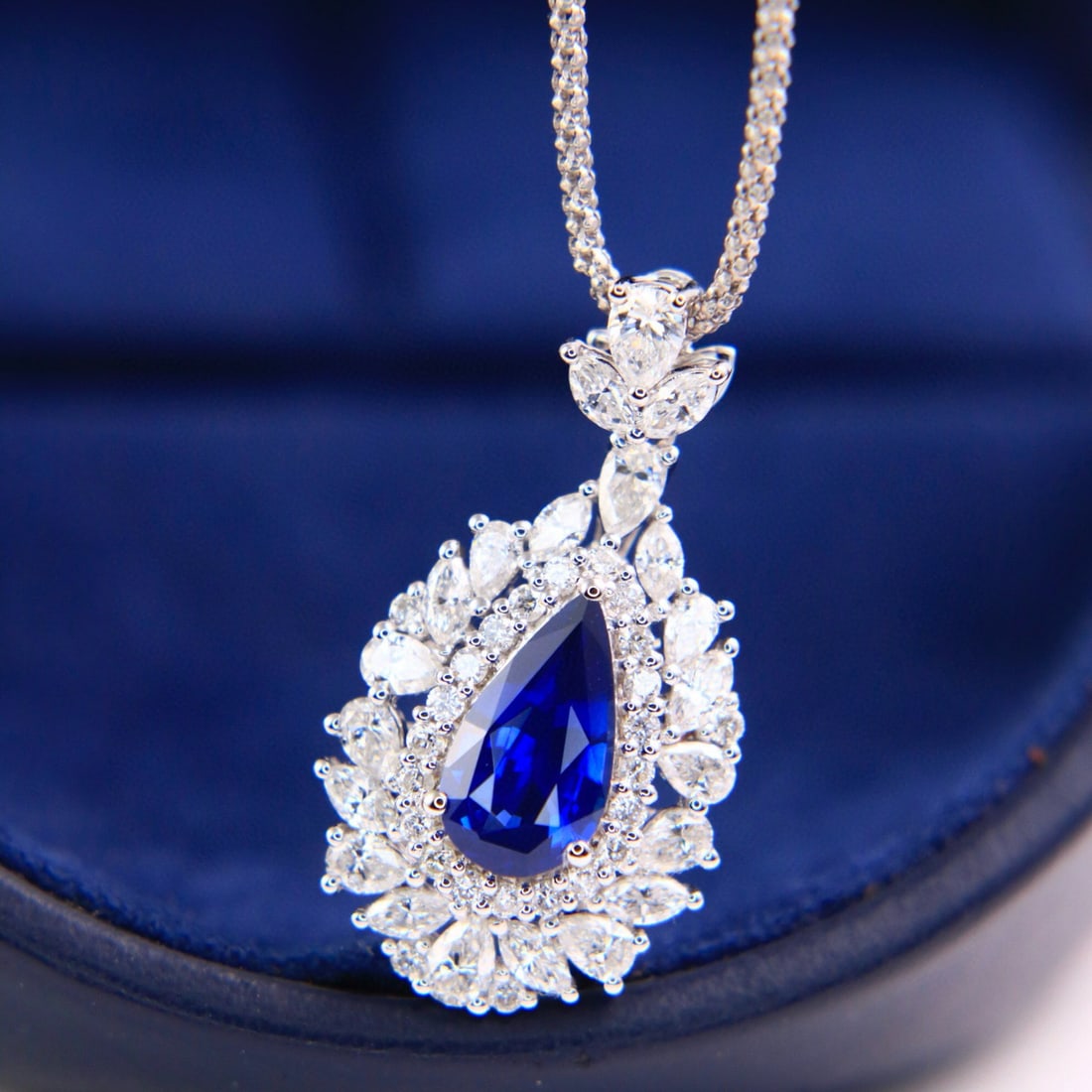 14k Gold 3.09 Ctw Natural Sapphire & Diamond Pendant( Without Chain ) - 3