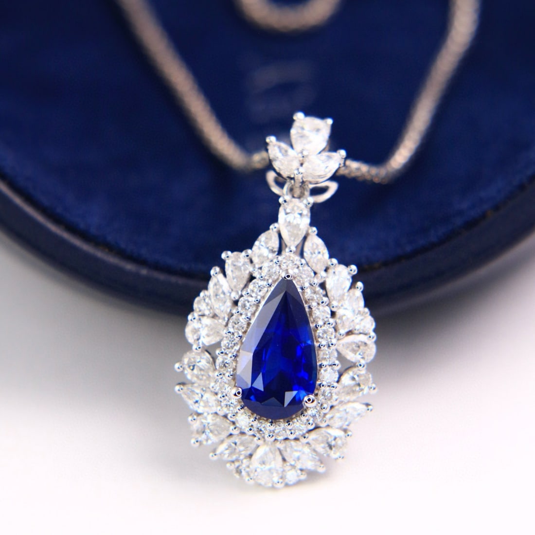14k Gold 3.09 Ctw Natural Sapphire & Diamond Pendant( Without Chain ) - 4