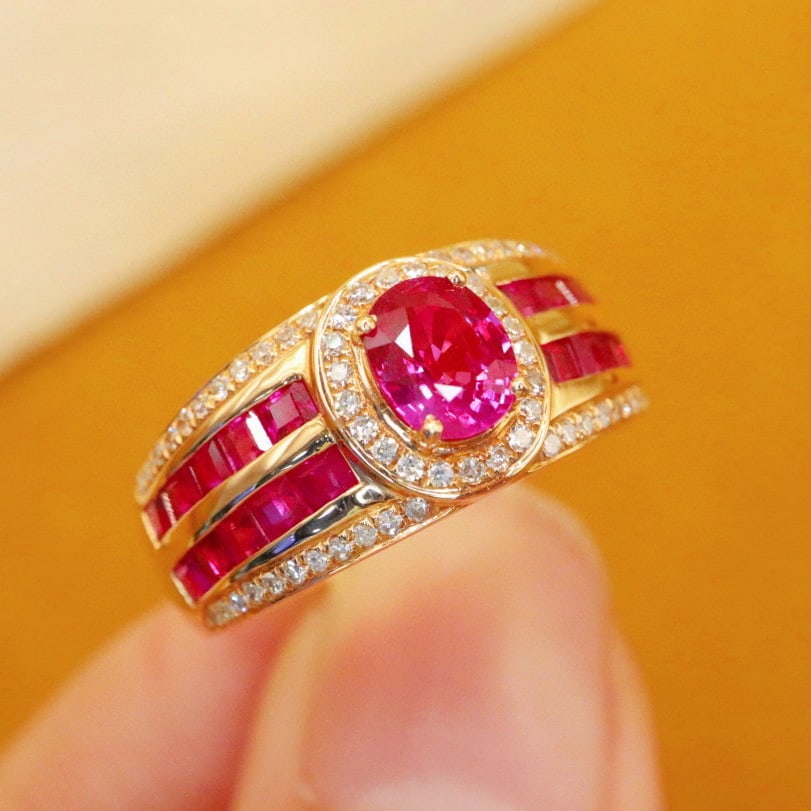 14k Gold 0.86 Ctw Natural Ruby & Diamond Ring - 3