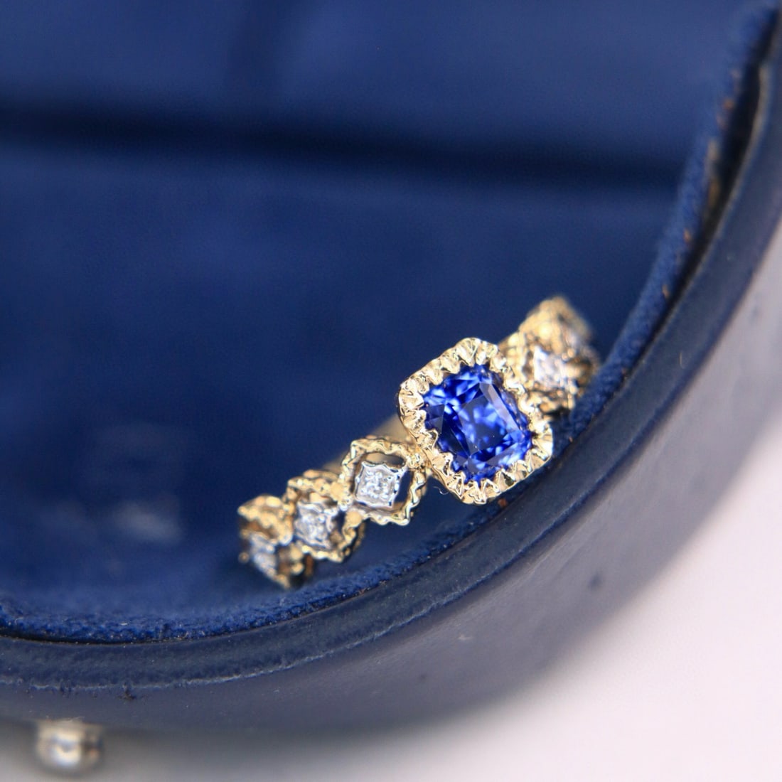 14k Gold 1.08 Ctw Natural Sapphire & Diamond Ring - 4