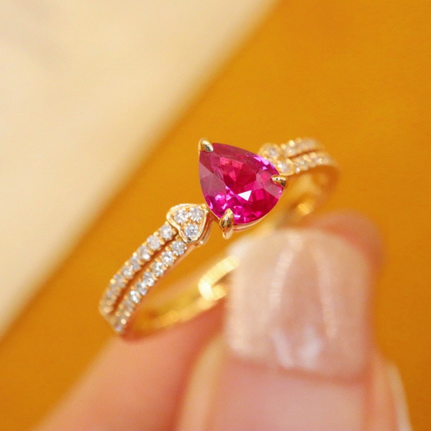 14k Gold 0.74 Ctw Natural Ruby & Diamond Ring - 3