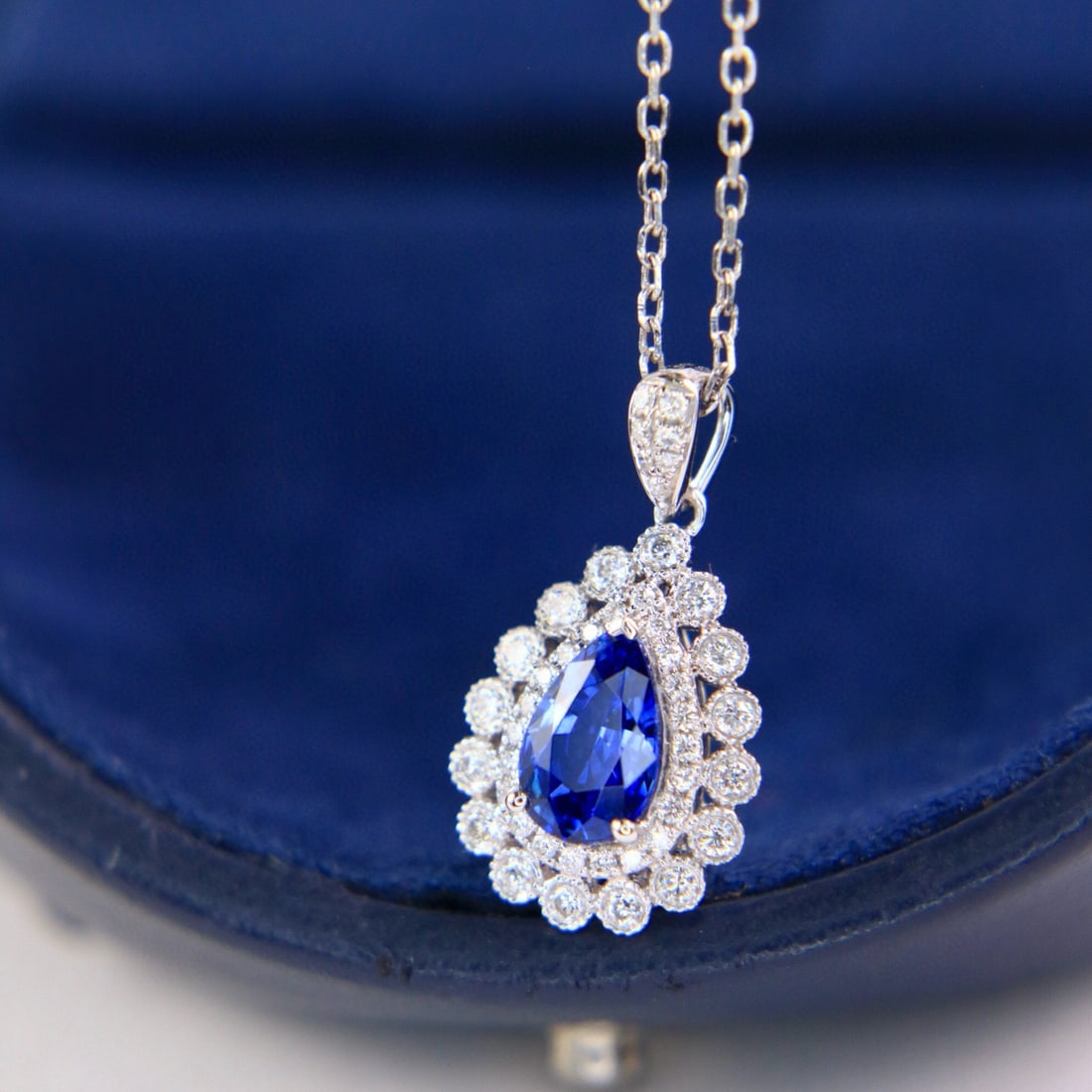 14k Gold 1.22 Ctw Natural Sapphire & Diamond Pendant( Without Chain ) - 3