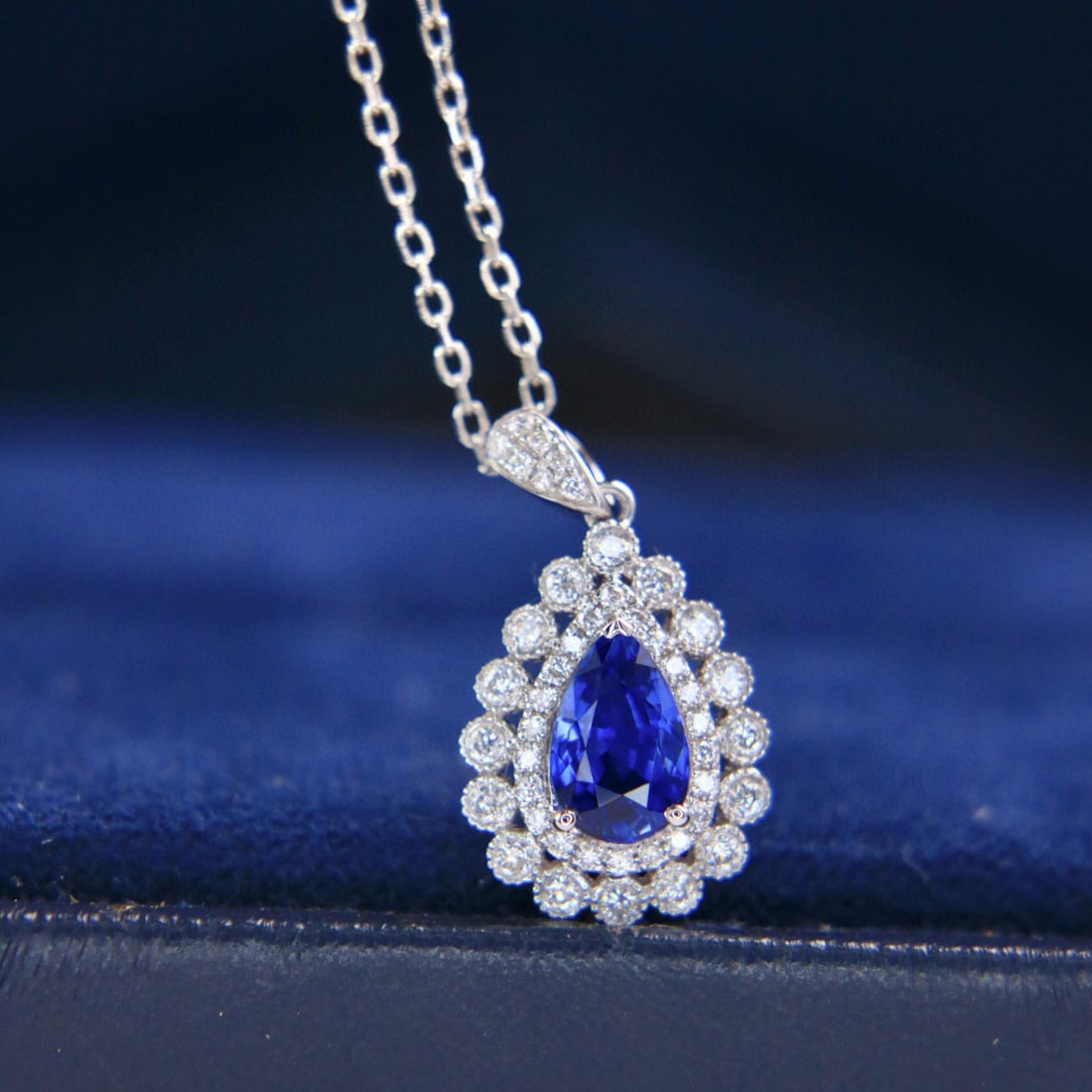 14k Gold 1.22 Ctw Natural Sapphire & Diamond Pendant( Without Chain ) - 4