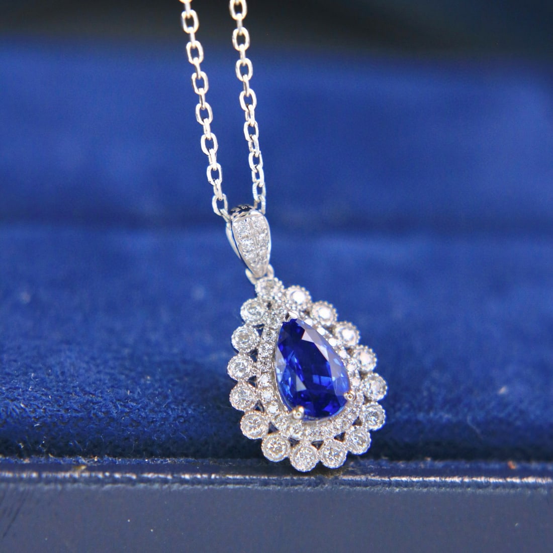 14k Gold 1.22 Ctw Natural Sapphire & Diamond Pendant( Without Chain ) - 5