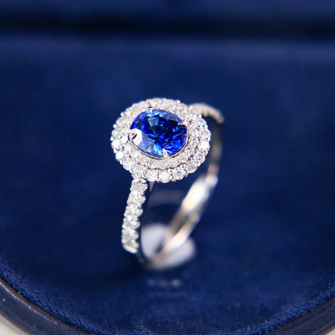 14k Gold 1.62 Ctw Natural Sapphire & Diamond Ring - 4