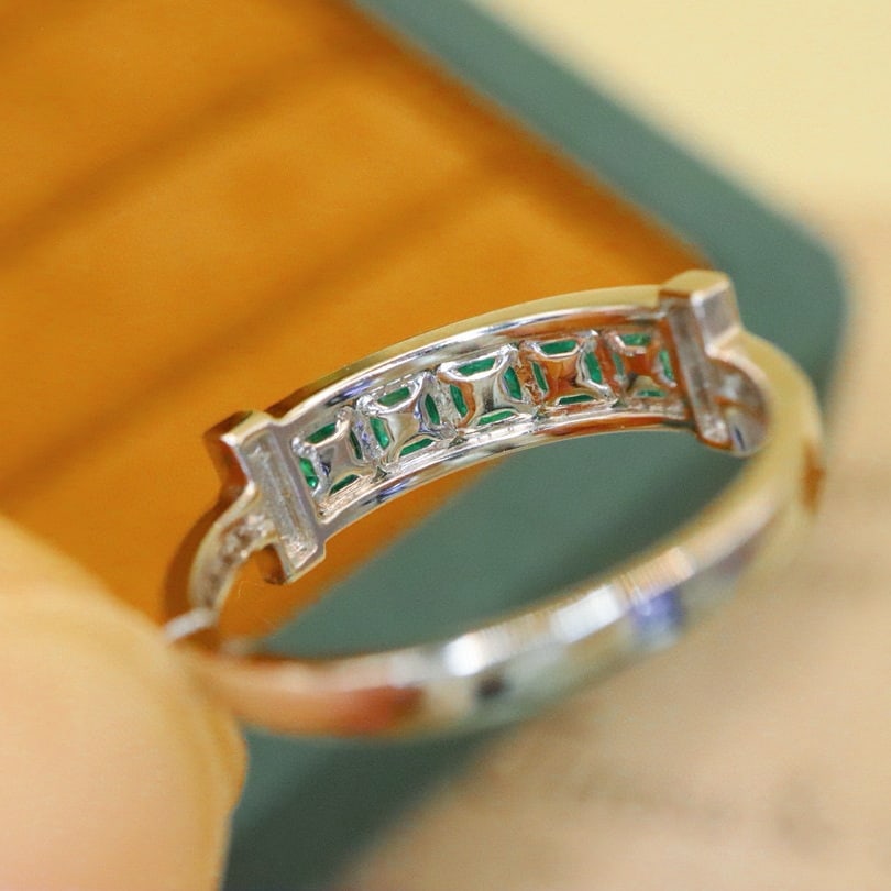 14k Gold 1.20 Ctw Vivid Green Natural Emerald & Diamond Ring - 5