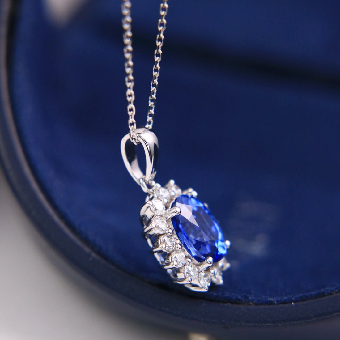 14k Gold 2.46 Ctw Natural Sapphire & Diamond Pendant( Without Chain ) - 3