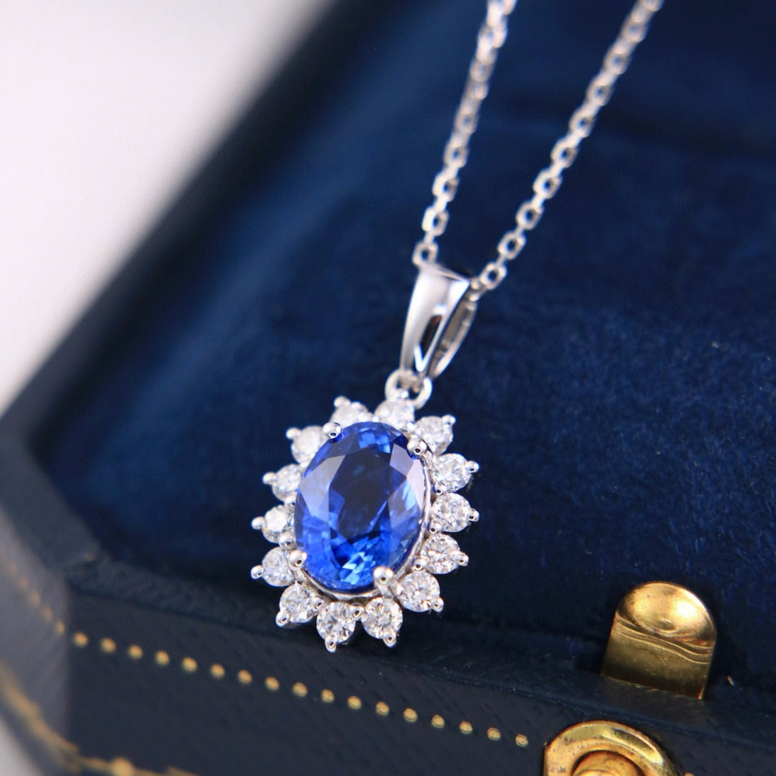 14k Gold 2.46 Ctw Natural Sapphire & Diamond Pendant( Without Chain ) - 5